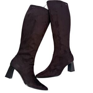 DKNY Salem Dark Brown Suede Pointed Toe Heel Knee High Boots Women's 8